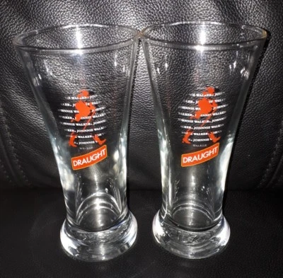 $35 • Buy Pair Of Collectable Johnnie Walker Draught Scotch Whisky 285ml Beer Style Glass