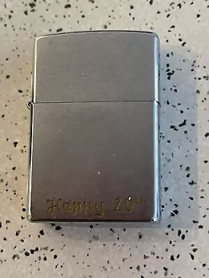 Vintage Flip Top Zippo 200 Made USA Silver Tone Needs Filling Engrave Happy 20th • $40