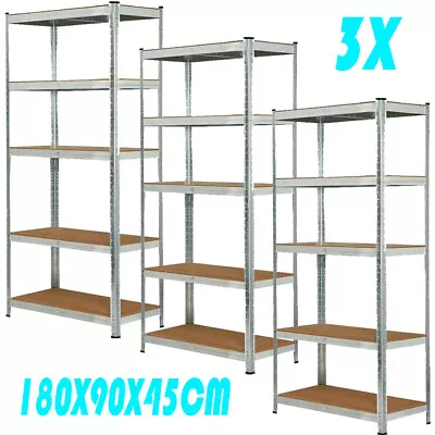 3X 1.8M HeavyDuty Metal Galvanised Shelving Unit 5Tier Garage Storage Shelf S247 • £89.96