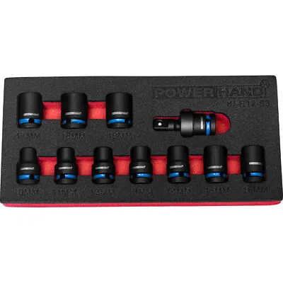 1/2  Drive 12 Point Shallow Impact Socket Set 10-19mm +UJ Powerhand KI-R12-S3 • £45.95