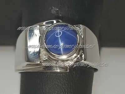 Mens Blue Star Sapphire Ring 925 Sterling Silver Lindy Star Sapphire Ring • $92.99