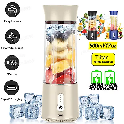 500ml Portable Juicer Cup USB Rechargeable Blender Smoothies Mixer Fruit Machine • $17.99