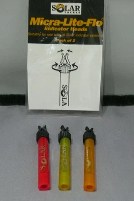 £22 • Buy 3x SOLAR MICRA LITE FLO BOBBIN/INDICATOR HEADS W/LINE CLIPS-RED,ORANGE,GREEN SET