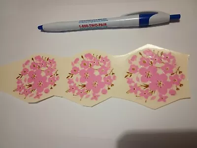 Vintage Water Transfer Ceramic Decals 3 Pink Round Flower Sprays. • $3