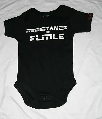 £7 • Buy Resistance Is Futile - Funny Alternative Black Baby Grow Bodysuit 3-6 Months
