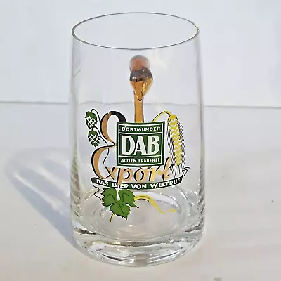 DAB Export Dortmunder .2 Liter Glass Beer Mug Applied Handle 4 1/8  Tall • $14.95