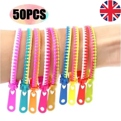 50PCS Sensory-Zipper Anxiety Relief Bracelets Autism Fidget Zip Stress Toys UK • £2.74