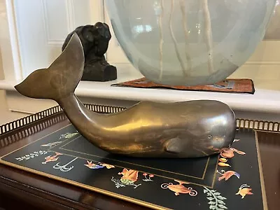 Vintage Brass Whale Figurine Sculpture Nautical Maritime Beach Decor  • $95