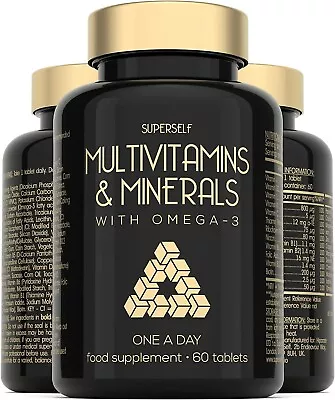 Multi Vitamins And Minerals + Omega 3 - 60 Multivitamin Tablets For Men & Women • £16.90