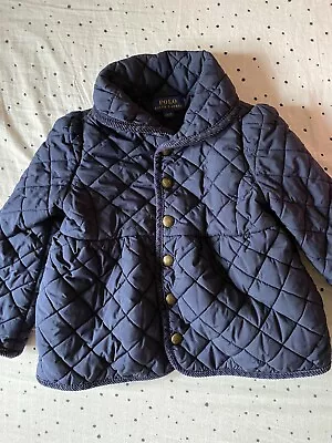 Polo Ralph Lauren Baby Girl Blue Quilted Jacket Coat Size 2 Years • £12