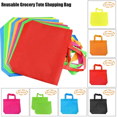 10PCS Reusable Foldable Shopping Bags Eco Grocery Bag Storage Tote Handbags AU • $15.58