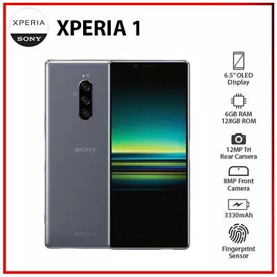 NEW Sony Xperia 1 6GB+128GB GREY Dual SIM Unlocked Android Mobile Phone AU • $740