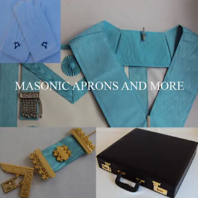 Master Mason Apron(Leather) Collar Jewel Regalia Case(Hard) & Gloves Set • $208.74