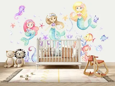 Baby Mermaid Princess Underwater World Removable Wall Decal Sticker Room Decor • $75.60