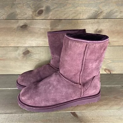 Ugg Classic Short Womens Size 9 Shoes Purple Suede Swarovski Crystal Boots • $59.99