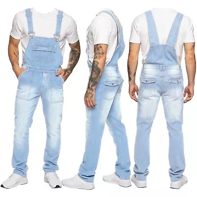 Enzo Mens Dungarees Jeans Denim Overalls Jumpsuit Casual Work Heavy Duty Pants • $30.31