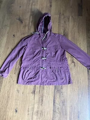 Fat Face Ladies Casual Coastal Jacket Sz 18 Washed Out Burgundy Zipped Hooded • £16.99