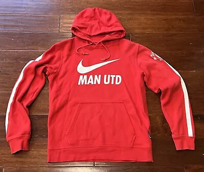 Nike Manchester United Red Logo Adult Medium Football Soccer Sweatshirt Hoodie • $42.74