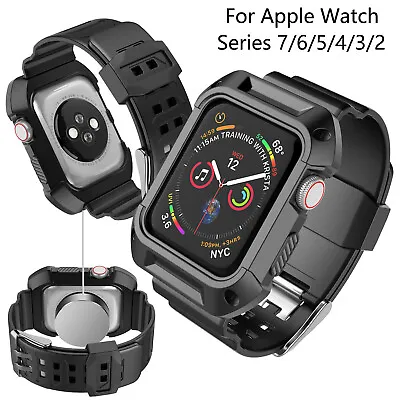 $7.95 • Buy For Apple Watch Series 7/6/5/4/3/SE Case Rugged Band Strap Iwatch 41/45mm Cover
