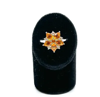 Certified Sterling Silver Orange Padparadscha Topaz Cocktail Ring Size N (US 7) • £22