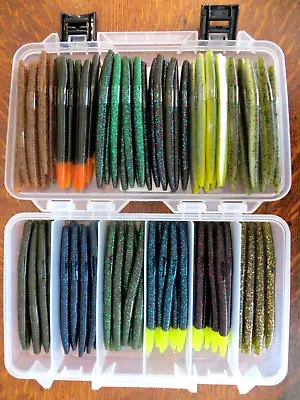 90 Piece - Big Bite Baits 5  Trick Stick Kit - 12 Colors Plus Tackle Box - Bass • $34.99