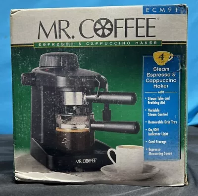 Mr. Coffee Steam Espresso And Cappuccino Maker ECM91 4 Cup Black Brand New • $94.99