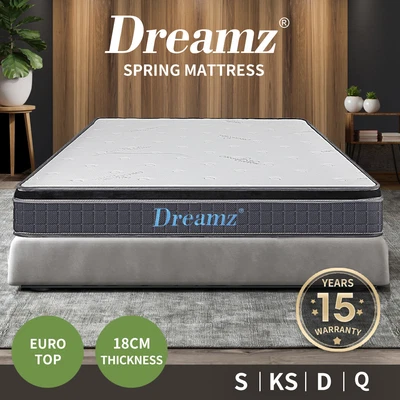 $135.99 • Buy Dreamz Bedding Spring Mattress Queen Double King Single Foam Medium Firm 18CM