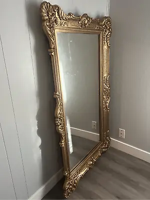 Vintage Gold ORNATE BASSETT Mirror Co 59”x34 Hollywood Regency Full Body Size Ex • $1100