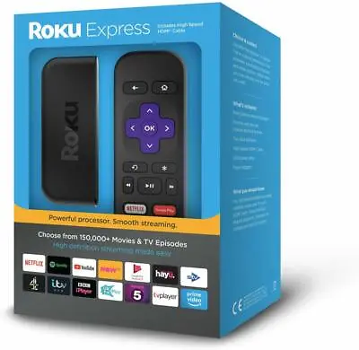 Roku Express 3900EU 1080p HD WIFI Streaming Media Player Fast HDMI Youtube Cast • £49.99