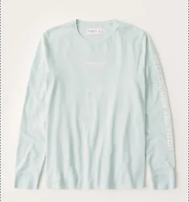 New Abercrombie & Fitch Longsleeve Logo Tee Mint Green T-Shirt SIZE XS RRP £35 • $16.99