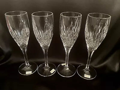 Royal Doulton Crystal 4x Champagne Flutes RETRO 26652 Pattern Vertical Cuts • $175