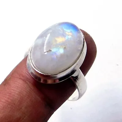 Fire Rainbow  Moonstone Silver  Ring Handmade Jewelry  Us Size 10''-A • $11.99