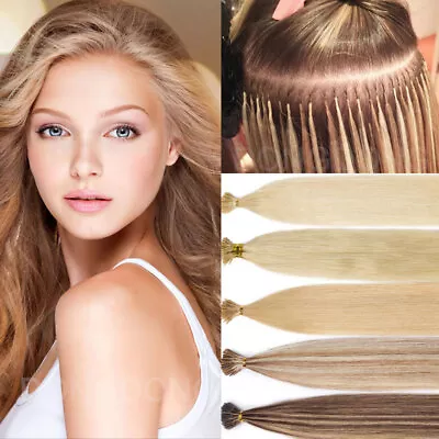 1G Thick Keratin Pre Bonding I Tip Real Human Hair Extensions Full Head Blonde S • $36.80