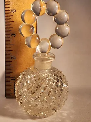 Vintage Clear Hand Cut Czech Glass Crystal Perfume Bottle • $20