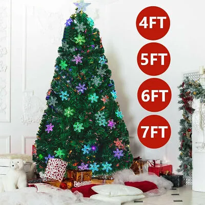 Artificial Christmas Tree With LED Lights/ Fibre Optic Pre Lit /Snowy Pine Cone • $68.99