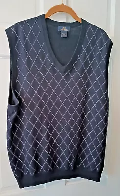 Brooks Brothers Sweater Vest Blue & Purple Argyle Italian Merino Wool Large • $29.95