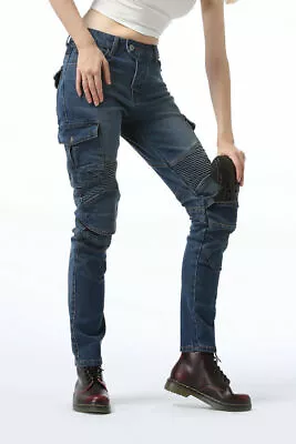 Female Biker Jeans Pants Trousers CE Armored Cruising Motorcycle Motorbike Denim • $89.58