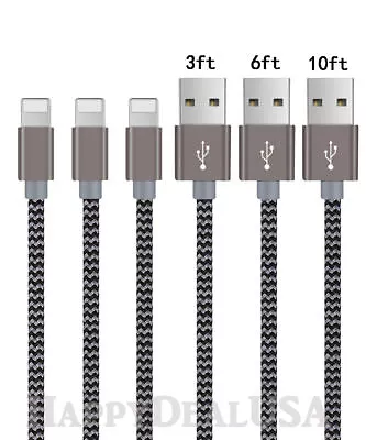 Charging Data Cable 3 Pack 3/6/10ft Charger Nylon Braided For Apple IPhone IPad • $7.49