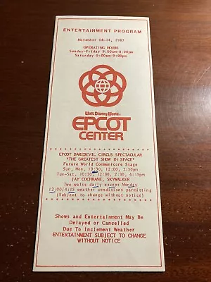 Epcot Center Entertainment Program November 8-14 1987 Daredevil Circus Vtg  • $9.45