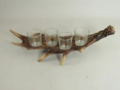 Faux Antler Shot Glass Holder Rack Stand Rustic Cabin Cast Resin • $14.95