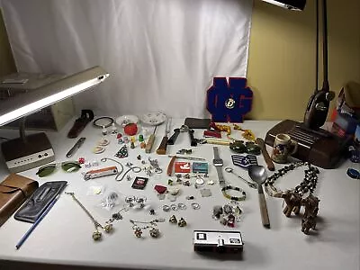 Vintage Junk Drawer Lot Rings Watch Advertising Sewing Leather 925 12k Jewelry++ • $14.99