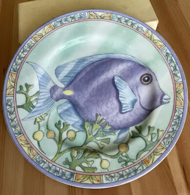 Andrea By Sadek Siddhia Hutchinson SEA GARDEN Salad Luncheon Plate BLUE TANG 8” • £7.70