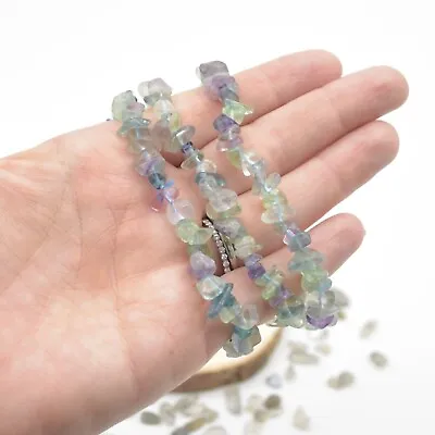 Gemstone Chip  Nugget Bead Sample Strand Bracelet - 5-8mm - 7.5  - 84 Options • £5.99