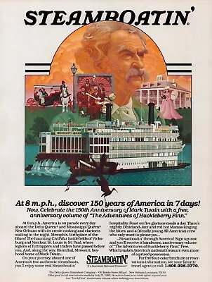 1985 DELTA QUEEN Steamboatin' ~ 150th Anniversary Of Mark Twain VINTAGE PRINT AD • $9.99