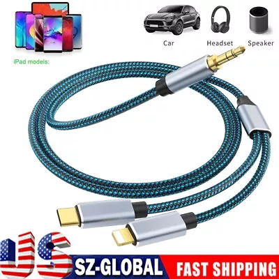 2 In 1 Type-C IOS To 3.5mm AUX Audio Cord Cable For IPhone 15 Pro Max 14 13 12 • $9.99