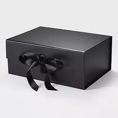 Elegant Black Magnetic Closure Gift Box With Bow- 9.25  L X 6.7  W X 3.93  H • $12.95