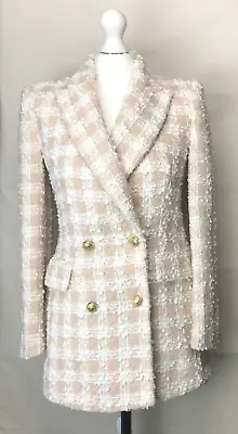 $54.89 • Buy Zara Boucle Blazer Women XS Pink & Ivory Jacket Lined