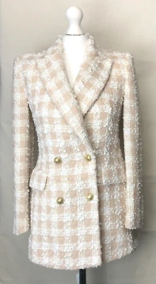 $54.89 • Buy Zara Boucle Blazer Women XS Pink & Ivory Jacket Lined