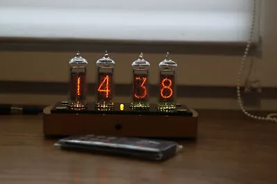 Nixie Tube Clock || With 4x IN-14 Tubes Wooden Case New || Remote Temperature • $143.10