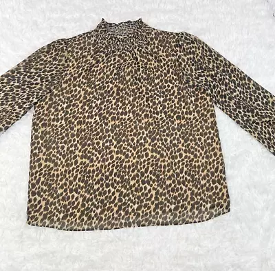 J. Crew Factory Cheetah Print Blouse Mock Neck Long Sleeve Women’s Size Small • $19.99